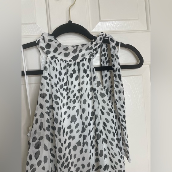 Express white & black animal print high neck tied bodysuit | S - Picture 3 of 8